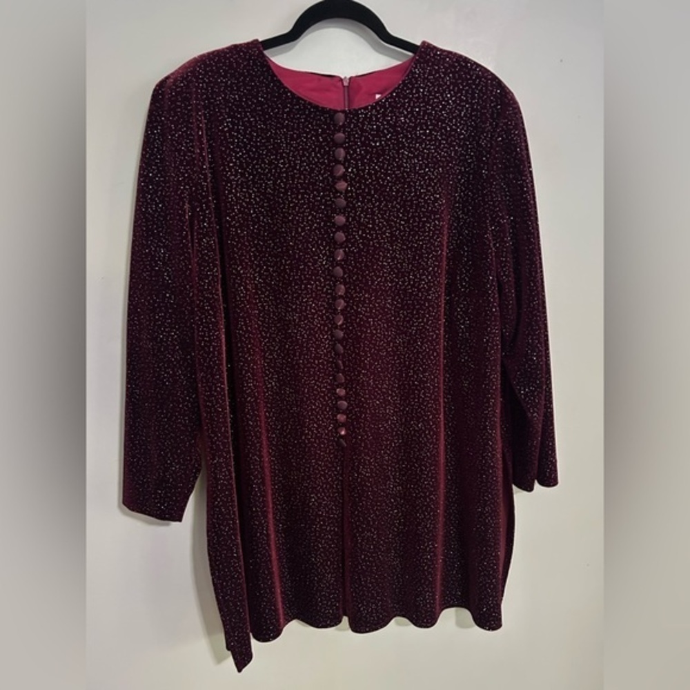 JBS LTD Vintage Burgundy Red Steampunk Lolita Velvet Tunic Holiday Top size 20W